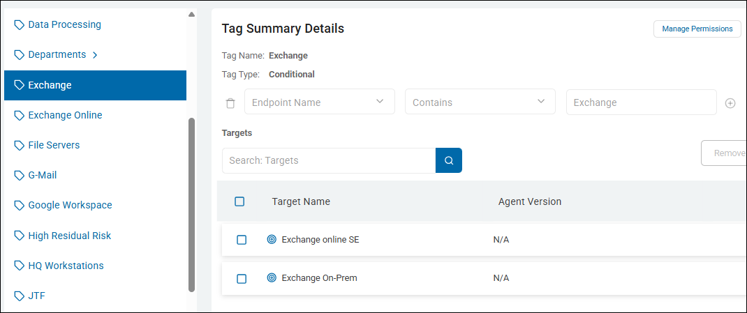 Conditional Tag Endpoint Name Contains Exchange 