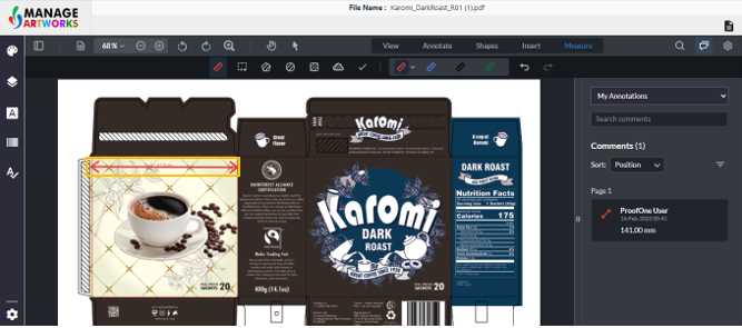 Drawing a line to measure the length of a space on your packaging artwork