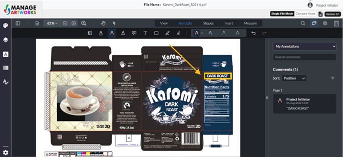 Strike through content on your packaging artwork