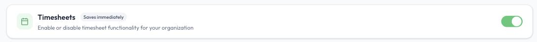 The Timesheets setting in Features