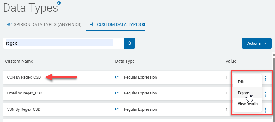 Example: Credit Card Number RegEx Export