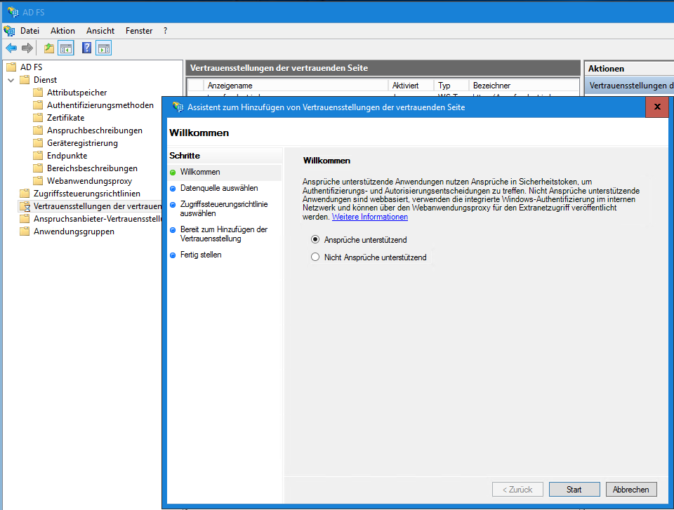 Ansprüche unterstützend auswählen