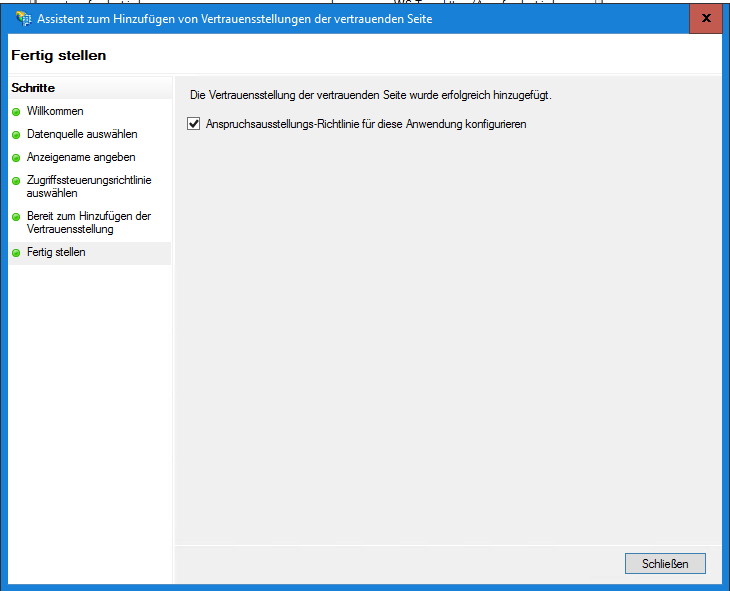 Konfiguration abschließen