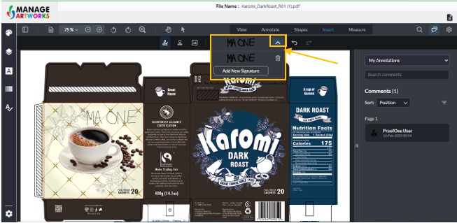Add multiple signatures on your packaging artwork