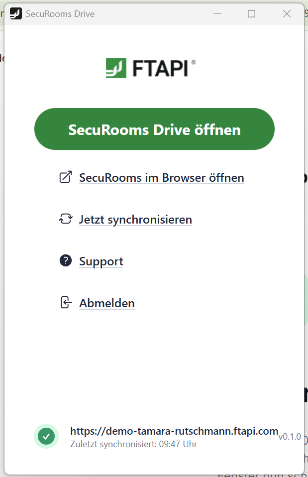 Button SecuRooms Drive öffnen