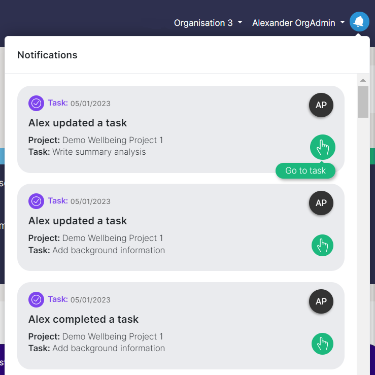 Tasks and notifications - OutNav Help Centre