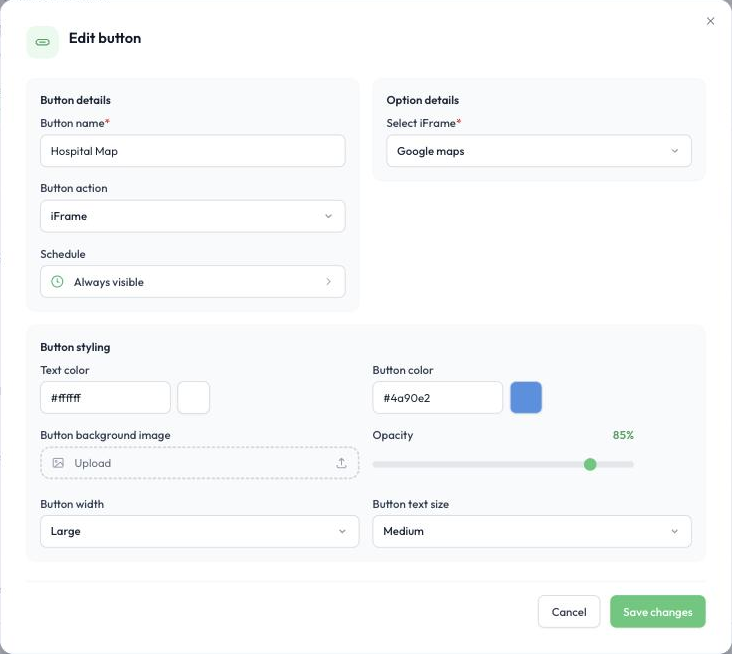 Setting iFrame as a button action