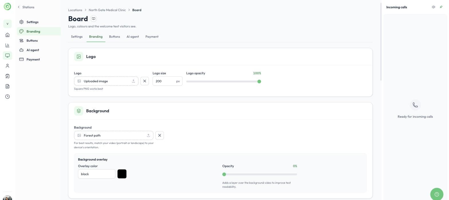 Logo and background settings
