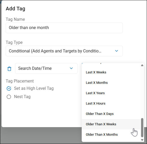 Conditional Tag Search Date/Time - Older than one month