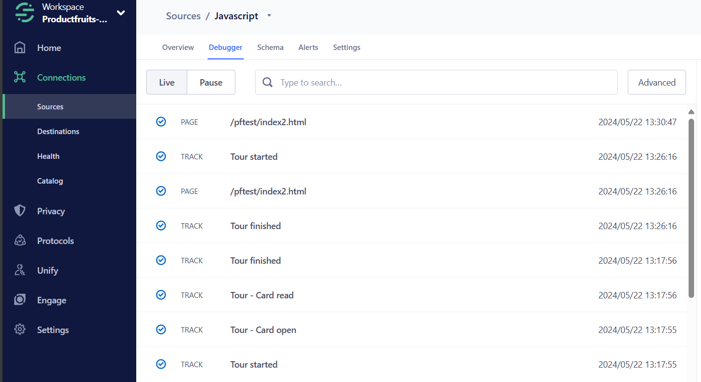 An example of the sources page of segment io 