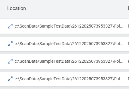 Example Scan Result Locations under Location column in table on Scan Results page