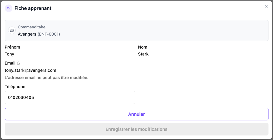 Comparaison avant / après dans l'extranet contact client