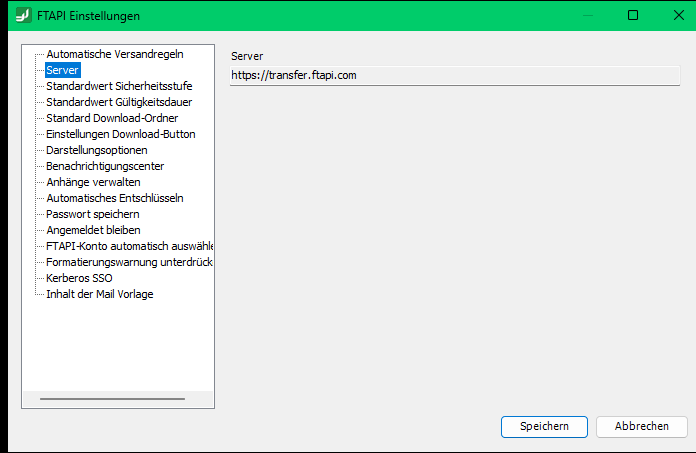 Server-Anzeige im Outlook Add-In