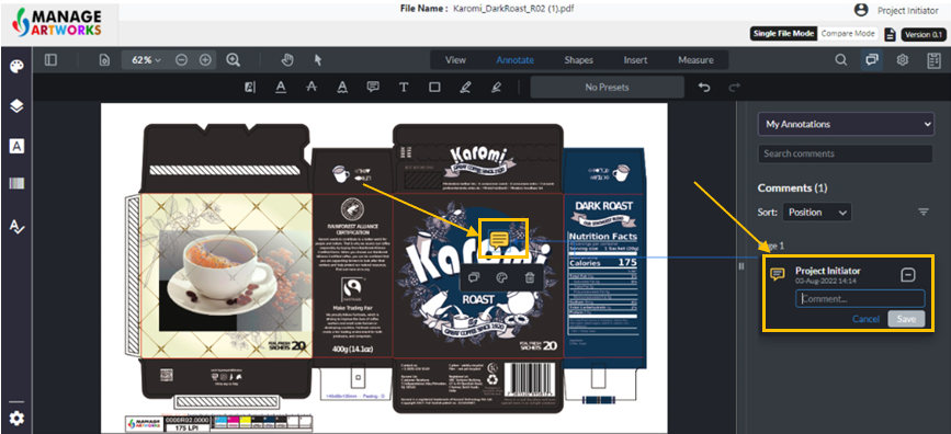 Inserting a note on your packaging artwork