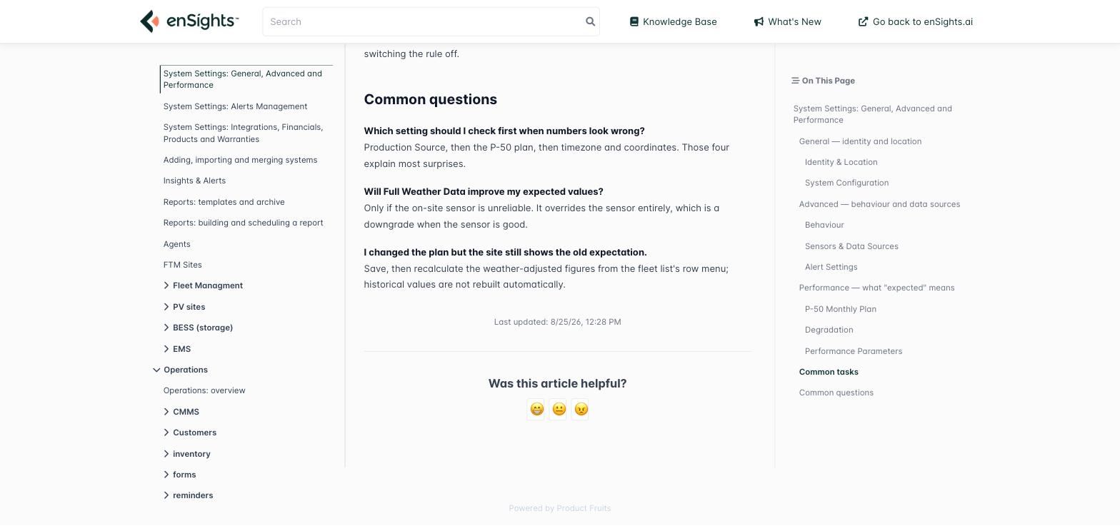 The bottom of an article showing the Last updated date and the "Was this article helpful?" rating with three faces.