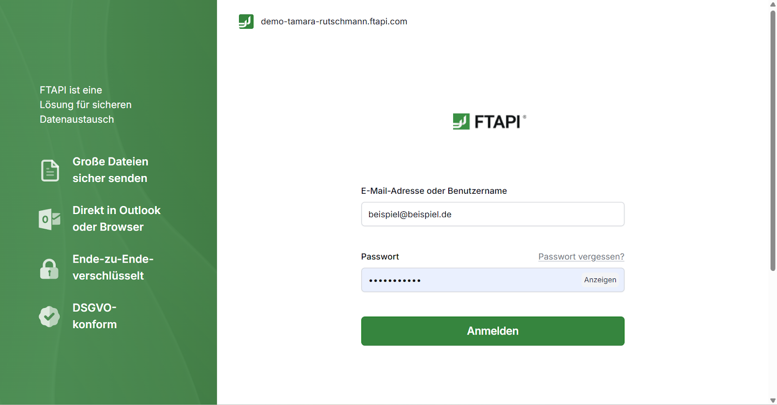 Login-Maske im Web-Browser
