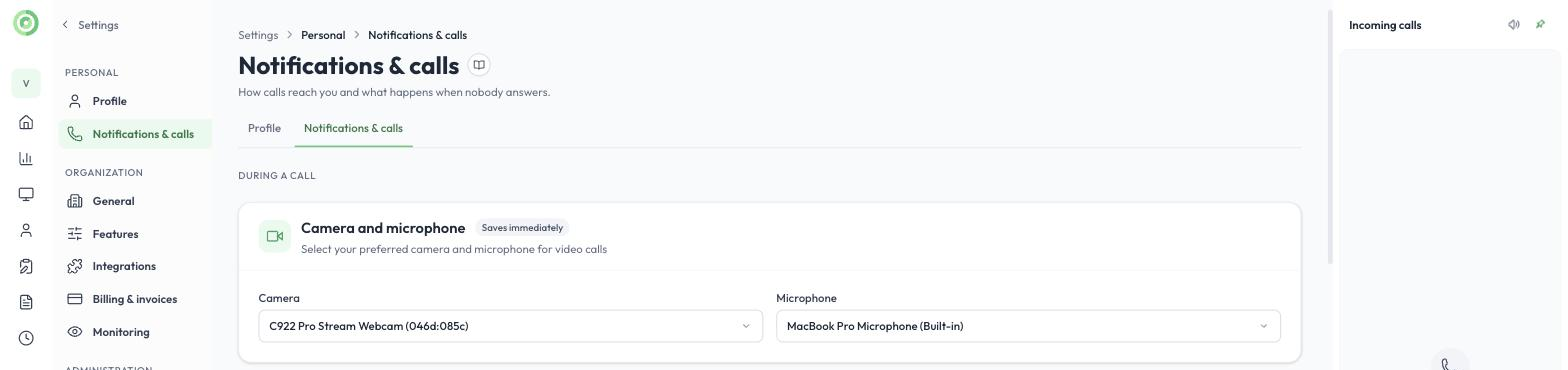 Notifications & calls