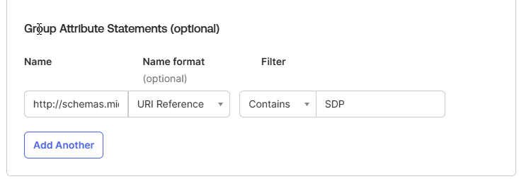 Group Attribute Statements (optional) pop-up box