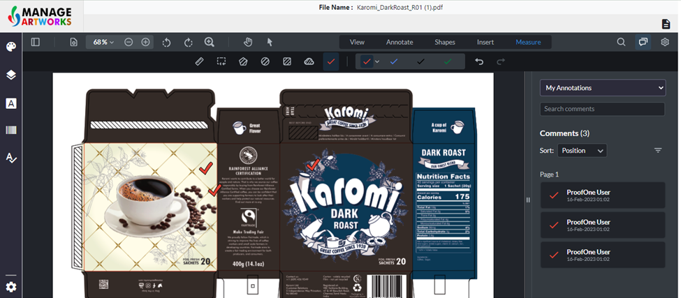  Annotate on the packaging artwork using count tool to create similar labels 