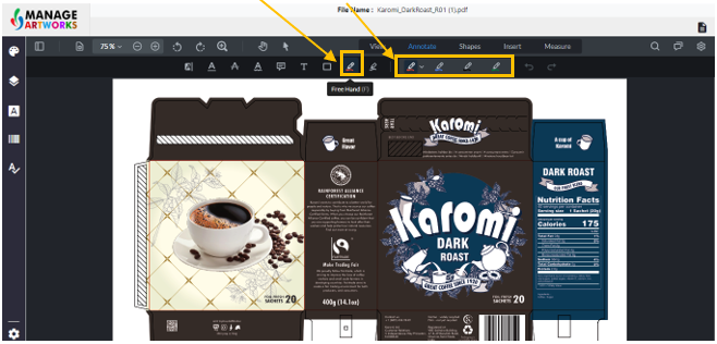Free hand highlight the area on your packaging artwork