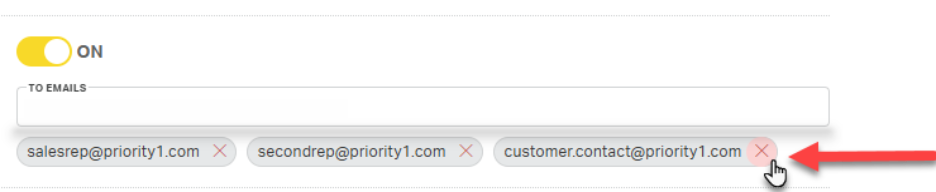 ON 
TO EMAILS 
salesrep@priority1.com X 
secondrep@priority1.com X 
customer.contact@priority1.com 
X 