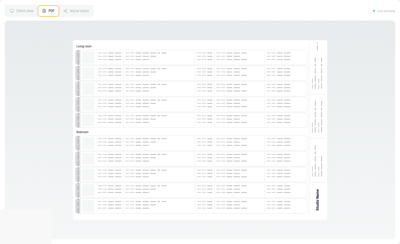 PDF preview with studio branding applied