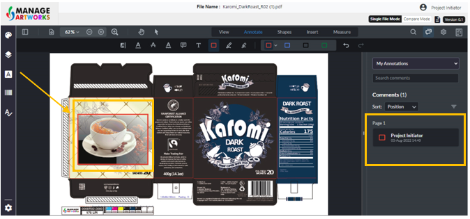 Annotate using a shape on your packaging artwork 