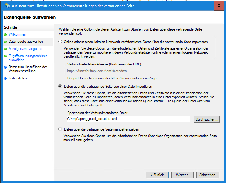 Metadaten importieren