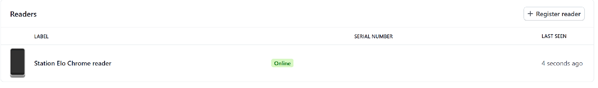 The card reader in the Stripe dashboard