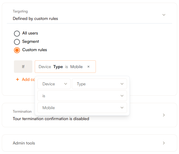 Custom rules to show content only on mobile.