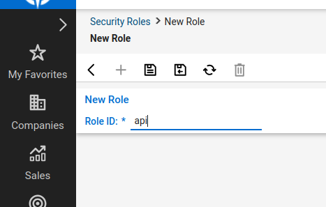 ConnectWise New Role form with a Role ID being entered.