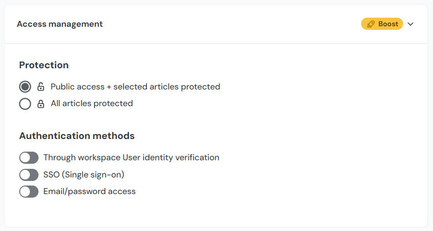 The Access Management screen of the Customer portal