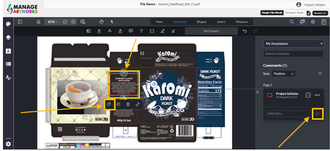Add additional comment on your packaging artwork