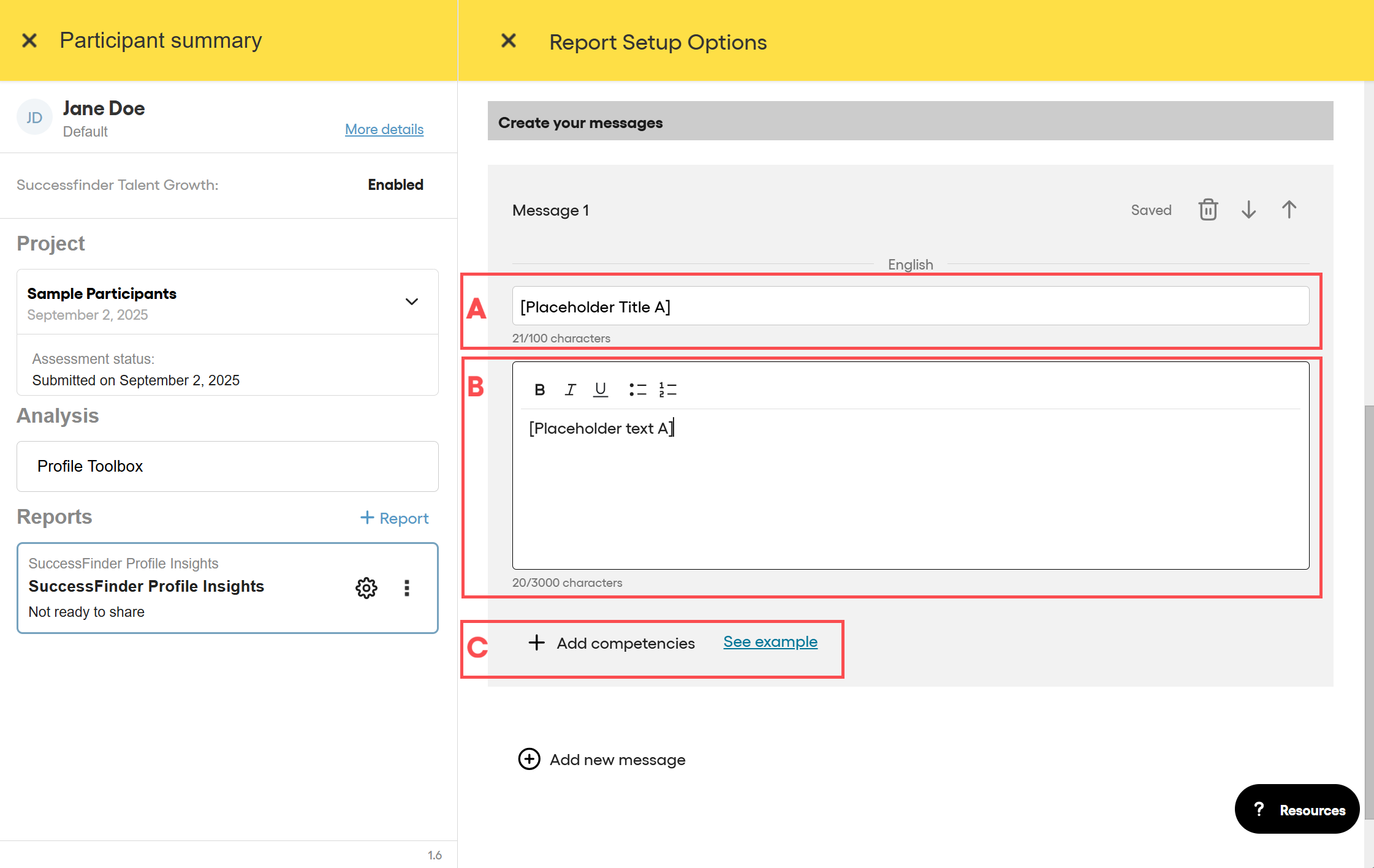 How to configure your key messages - SuccessFinder Help & Resources Center