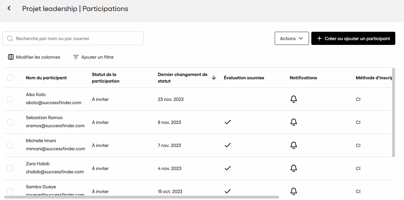 Comment inviter quelqu’un à compléter l’évaluation SuccessFinder ...