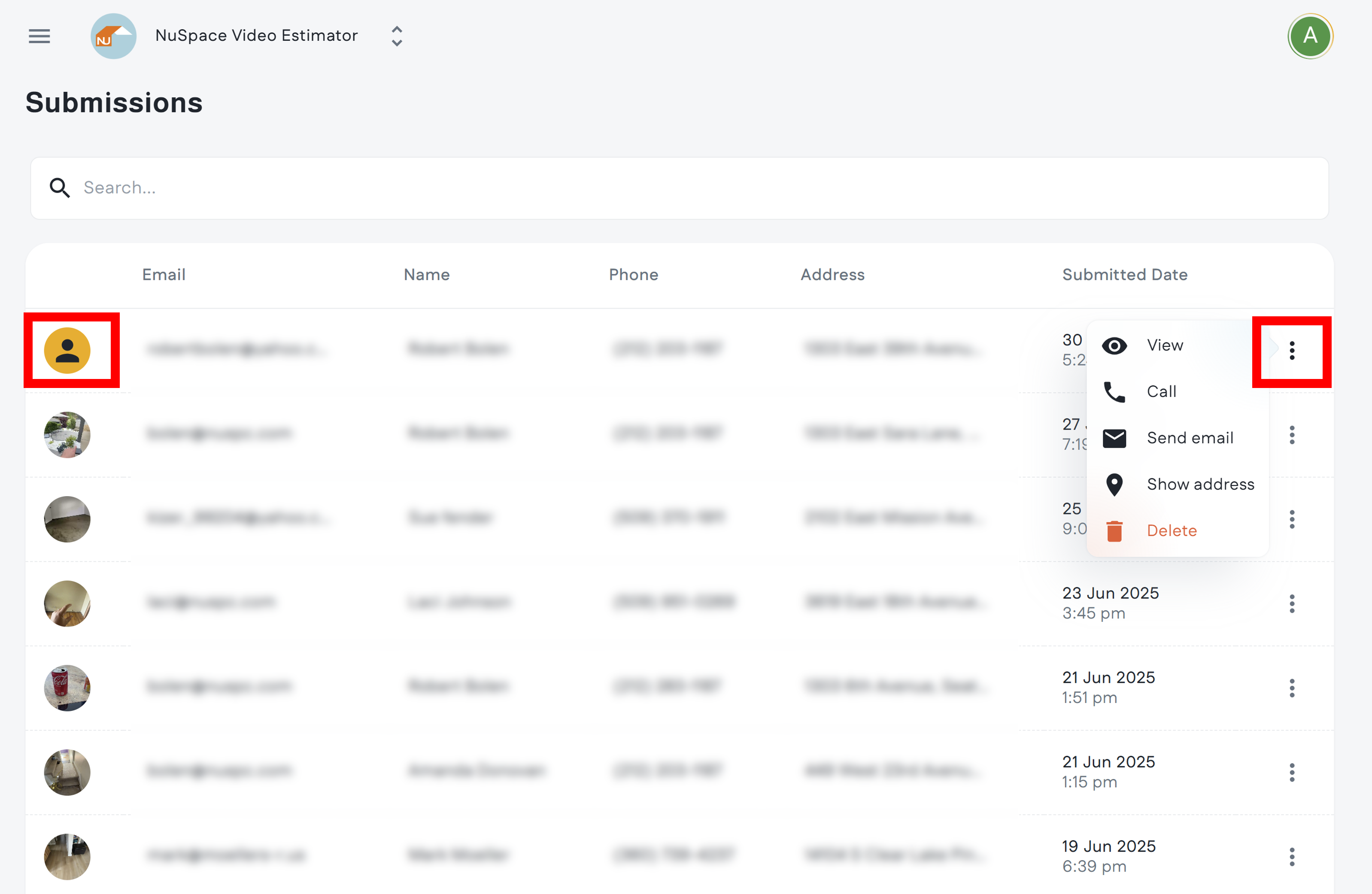 Submissions on desktop