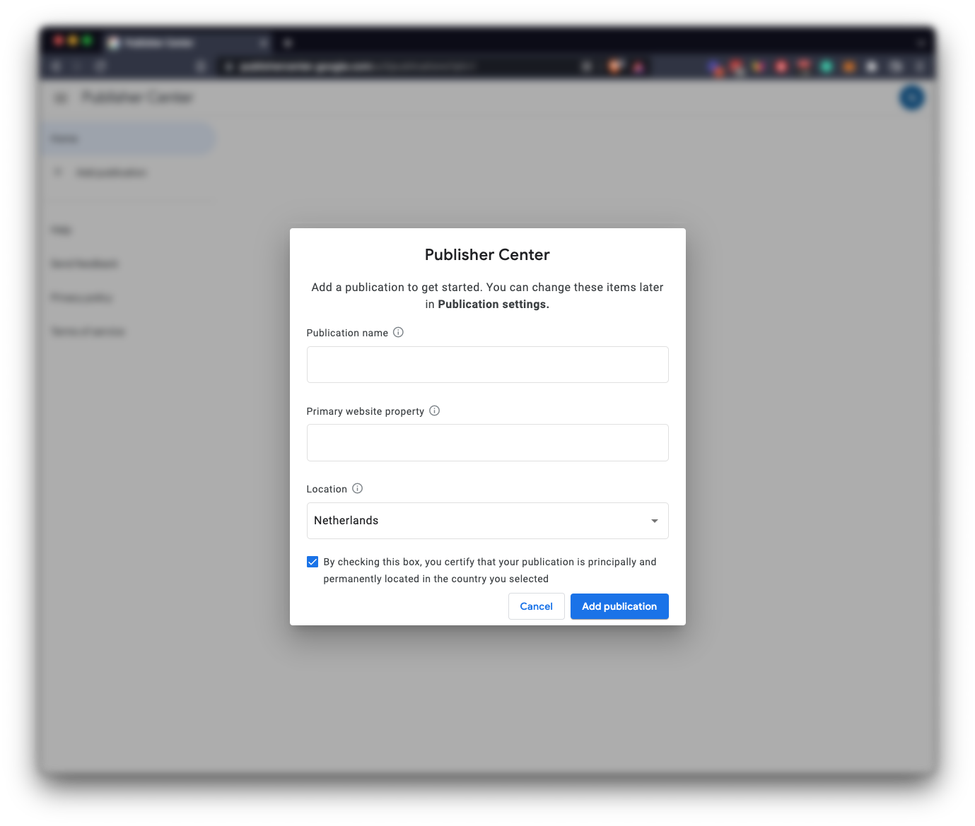 Adding your website to Google Publisher Center Newsifier Helpcenter
