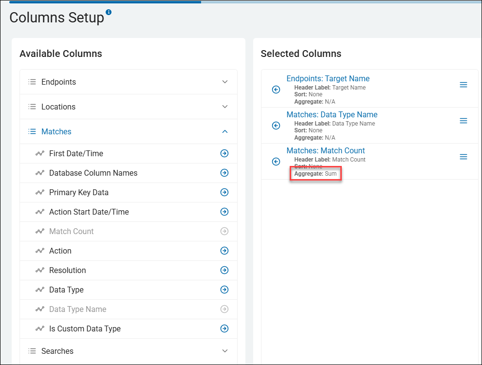 Columns Setup for On-Premise File Share Report