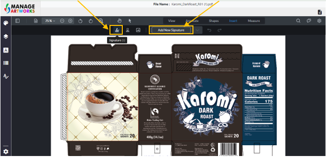 Add signature for verification on your packaging artwork
