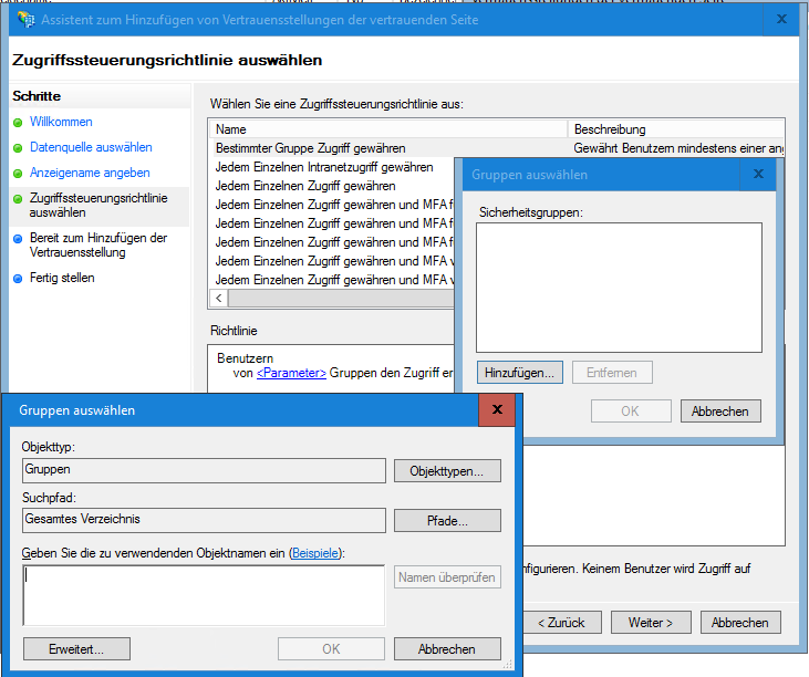 Zugriffssteuerung konfigurieren