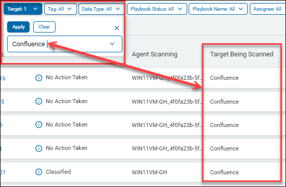 Filter Scan Results by Target Example