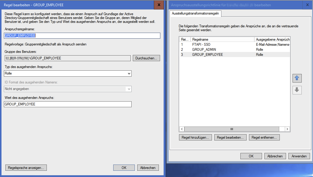 Gruppenanspruch konfigurieren