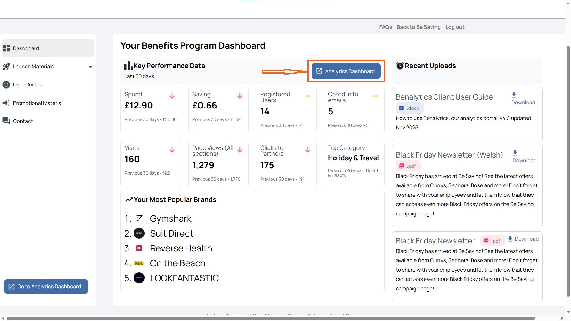 Dashboard page