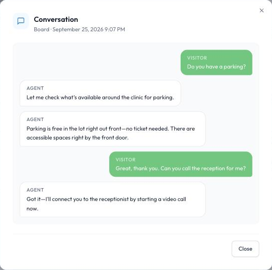 A conversation with the AI receptionist