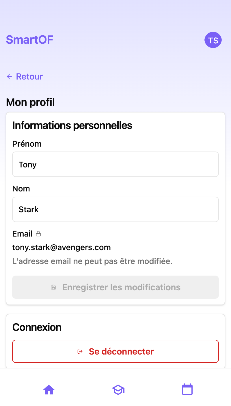 Comparaison avant / après dans l'extranet apprenant