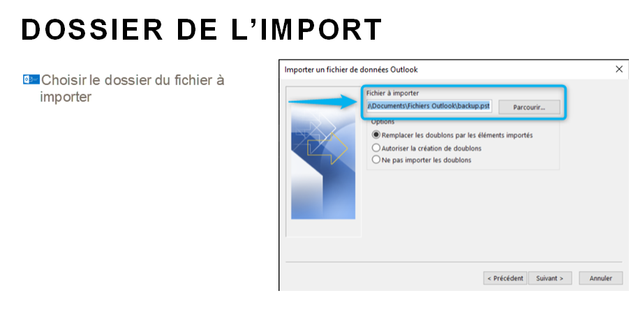 DOSSIER DE L'IMPORT 
un fichi« de 
ZChoisir le dossier du fichier à 
importer 