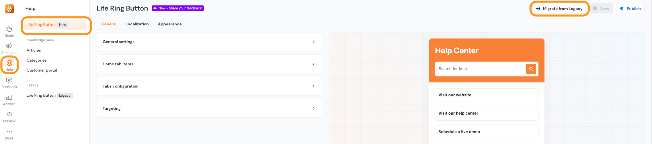 Life Ring Button Overview - Product Fruits Help Center