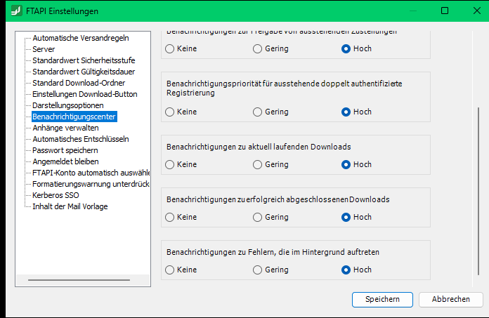 Benachrichtigungscenter – Prioritätseinstellungen Teil 2