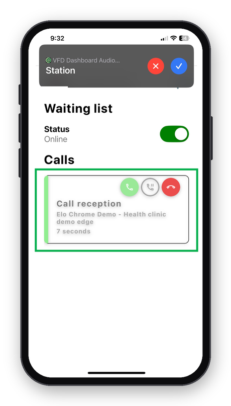 Answer, hold or end a call in the app