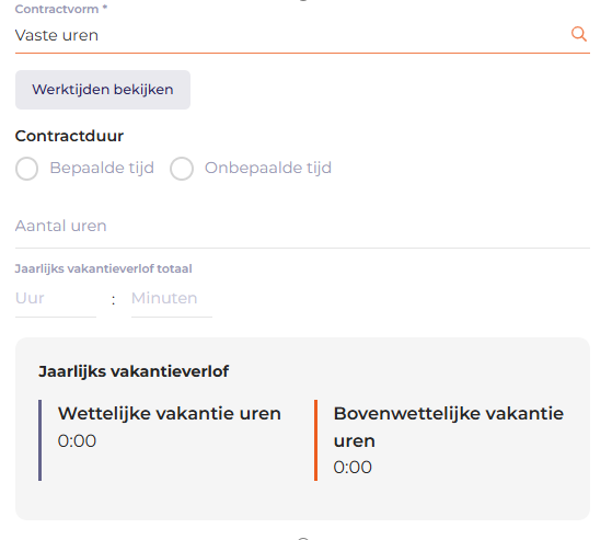 Vaste uren contract